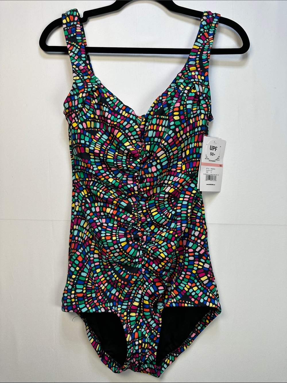 Maxine of Hollywood Colorburst Spa Shirred One-Piece Swimsuit Size 10